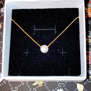 Freshwater Cultured pearl choker necklace with 14k over sterling silver chain.